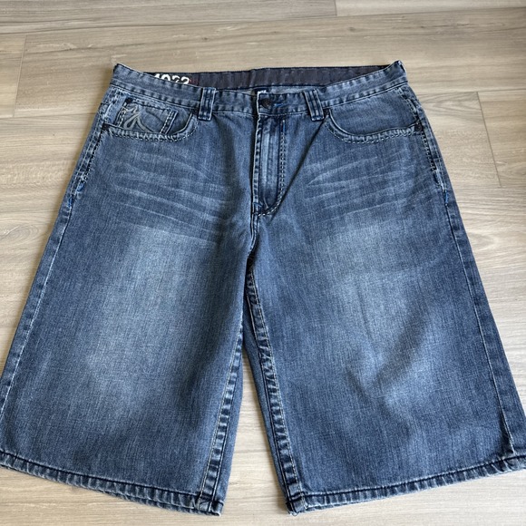 VTG Ecko UNLTD Shorts Mens 36 Blue Denim Baggy Wide Leg Jean Jorts Skater Y2K Bl - Picture 6 of 15